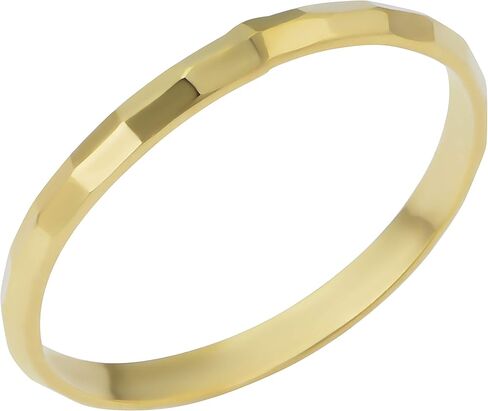 Kooljewelry Minimalist Women's 14k Yellow White or Rose Gold Hammered Diamond-cut Band Ring (2 mm) in Saudi Arabia