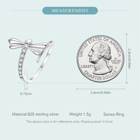 Dragonfly Wrap Finger Band 925 Sterling Silver Cubic Zirconia Crystal Open Statement Rings Engagement Promise Ring Climber Wedding Bands Dainty Jewelry Gifts Adjustable for Women Girls, Crystal, Cubic in Saudi Arabia