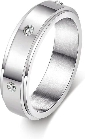 حلقات تململ من الفولاذ المقاوم للصدأ من KOHOTA للنساء والرجال، حلقات القلق على شكل نجمة القمر، حلقات دوارة على شكل زهرة من أجل القلق وتخفيف التوتر، مجموعة حلقات مقاس 6-10 in Kuwait