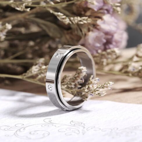 حلقات تململ من الفولاذ المقاوم للصدأ من KOHOTA للنساء والرجال، حلقات القلق على شكل نجمة القمر، حلقات دوارة على شكل زهرة من أجل القلق وتخفيف التوتر، مجموعة حلقات مقاس 6-10 in Kuwait