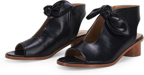 Coutgo Womens Bow Knot Sandals Peep Toe Cut Out Side Zipper Boots Chunky Block Heel Slingback Shoes in Saudi Arabia