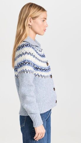 Women's Plush Alpaca Blend Fair Isle Cardigan in Saudi Arabia
