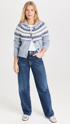 Women's Plush Alpaca Blend Fair Isle Cardigan in Saudi Arabia