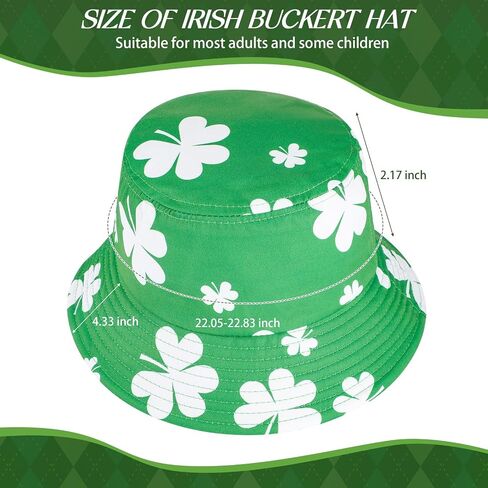 Glitopper 4 Pcs St Patrick's Day Clover Beach Green Bucket Hat Foldable Fisherman Cap St Patrick's Day Accessories for Women Men in Saudi Arabia