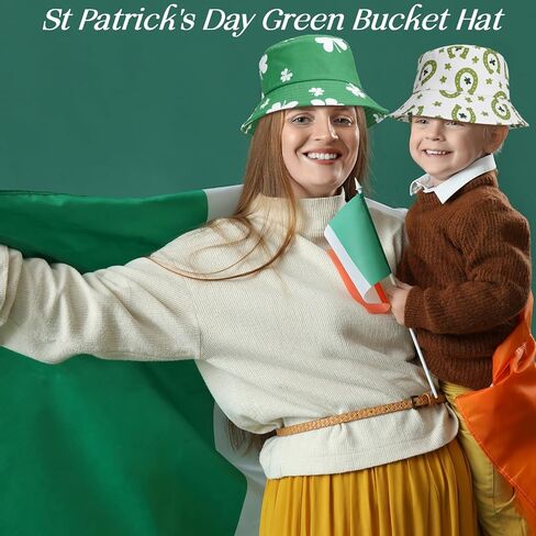 Glitopper 4 Pcs St Patrick's Day Clover Beach Green Bucket Hat Foldable Fisherman Cap St Patrick's Day Accessories for Women Men in Saudi Arabia