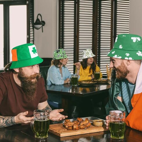 Glitopper 4 Pcs St Patrick's Day Clover Beach Green Bucket Hat Foldable Fisherman Cap St Patrick's Day Accessories for Women Men in Saudi Arabia