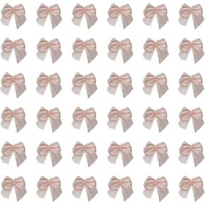 Sowaka 50 Pcs Mini Satin Ribbon Bow 0.9 Inch Small Soft Cute Elegant Bows for Craft DIY Making Kit Art Scrapbooking Sewing Christmas Gift Wedding Theme Parties Decoration Gift Present Supplies (Pink)