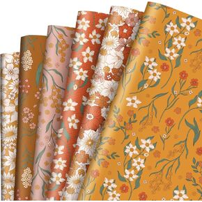 AnyDesign 12 Sheet Groovy Floral Wrapping Paper Vintage Boho Flower Gift Wrap Paper Bulk Retro Art Paper for Birthday Wedding Baby Shower DIY Crafts Gift Packing, 19.7 x 27.6 Inch, Folded Flat