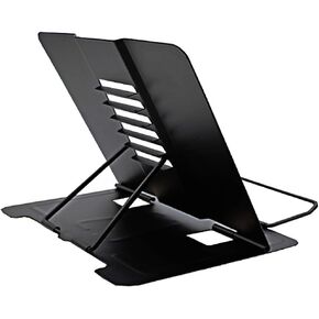 Metal Book Stand Folding Reading Book Holder with 6 Adjustable Angles and Paper Page Clip,Sturdy Desktop Rest Book Holder for Cookbook,Magazine,Textbooks，Document, Music Book, Laptop,Tablet(Black) in Kuwait