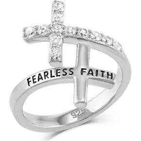 Montana Silversmiths Western Lifestyle Inspired OSFM Wrap Ring (Fearless Faith Crystal Cross)