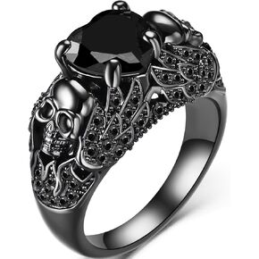 Gothic Jewelry Black Skull Rings Biker Rings Vampire Accessories Halloween Gothic Engagement Rings for Women Gifts Christmas Gifts