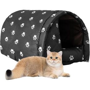 Cat House for Outdoor,Weatherproof Warm Feral Cats Shelter Outside/Indoor Collapsible Insulated Pet Houses Foldable Stray Cat Tent Cave for Kitty Puppy Small Animals Four Season(Black)