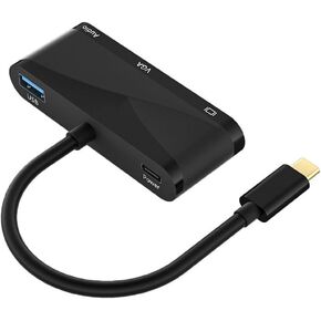 Replacement 5 in 1 USBC to HDMI VGA USB3.0 PD 3.5 Audio Docking Hub Compatible Computer Host Laptop Mac Phone Tablet TYPEC External HDMI Monitor TV Projector Cable Converter 4K30HZ