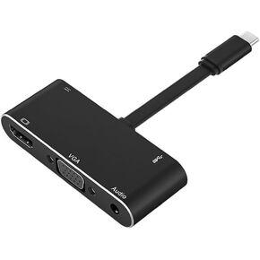 Replacement 5 in 1 TYPEC to HDMI VGA PD USB3.0 3.5 Audio Docking Station 1 in 4 Out Compatible PC Host Laptop Mac USBC External HDMI Monitor TV Projector Cable Converter Adapter