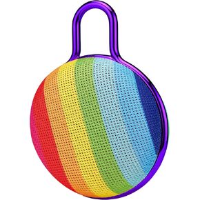 Cool Buds True Wireless Bluetooth Speaker | Portable Speaker w/Rainbow Design, Soft Mesh Grill | Wireless Speaker Phone | FM Radio, USB, TF Card Input | Easy Control Buttons | Rechargeable (Round)
