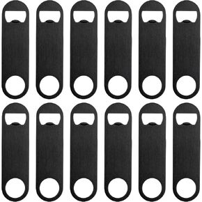 12 Pcs Flat Bottle Opener 3.5 x 1.18 inches Black Stainless Steel Beer bottle Openers Heavy Duty Bar Blade Solid Bottle Cap Opener Funny Bartender Bottle Opener for Kitchen Party Supplies