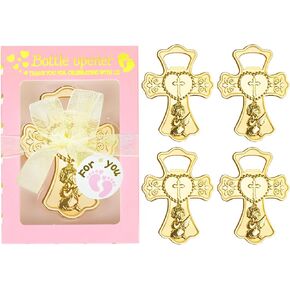 AerWo 24 عبوة من هدايا فتاحة زجاجات استحمام الطفل، صلاة الملاك اللطيفة في فتاحة زجاجات على شكل صليب ذهبي مع علب هدايا، هدايا متعددة الاستخدامات لحفلات استقبال المولود الجديد للضيوف، هدايا تذكارية لديكور المناولة الأولى in Kuwait