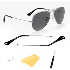 Suitable/Replacement for Ray-Ban 3025 Aviator Sunglasse Temple Arms Nose Pads Temple Tips if Applicable (golden arm+clear temple)