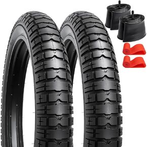 YUNSCM 2-PCS 20" Fat Bike Tires 20 X 4.50/114-406 60TPI and 20" Fat Bike Tubes Schrader Valve with 2 Rim Strips Compatible with 20x4.50 20x4.5 Bike Bicycle Tires and Tubes (H-907)