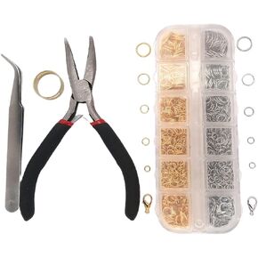 مجموعة صناعة المجوهرات DIY مع كماشة أنف منحنية، حلقات قفز، مشابك، للخرز، تغليف الأسلاك، صناعة المجوهرات، قلادة خلخال، أدوات إصلاح النتائج، لوازم مجموعة المبتدئين من CRAFT WIRE in Kuwait