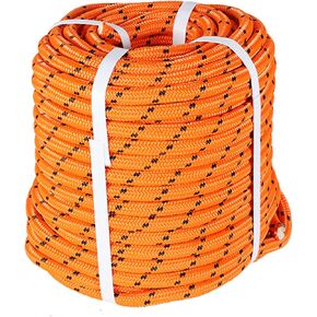 1/2In x 200FT Arborist Bull Rope Double Braid Polyester Rigging Hoisting Line High Strength Tree Rope,Orange & Black