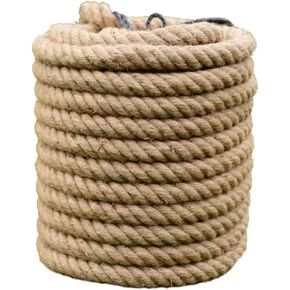 حبل الجوت الملتوي مقاس 1/2 بوصة، 3 جدائل من حبل القنب الطبيعي العتيق للتعليق أو الحرف اليدوية، ديكور منزلي، مناظر طبيعية، بحري - 100 قدم (0.5) in Kuwait