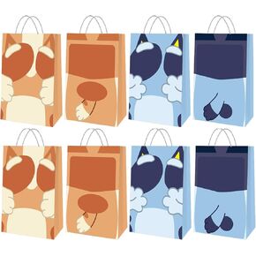 Adikoo Cartoon Dog Party Favor Candy Bags 20 Pack | Goodie Gift Bags with Handle for Kids | Blue Dog Theme Birthday Party Supplies Decorations