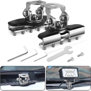 2PCS Light Bar Mounting Bracket No Need Drilling, Universal Adjustable LED Work Light Pods Clamp Mount with 5PCS Screws for Off Road Golf Cart Trucks Tractor SUV ATV UTV