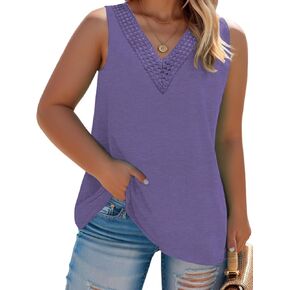 Summer Plus Size Shirts for Women 2XL V Neck Tops Cute Solid Color Tunics Purple