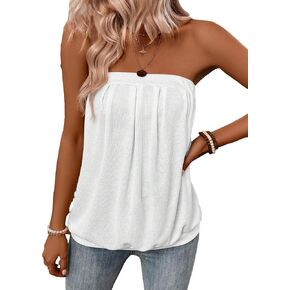 SHENHE Women's Strapless Casual Loose Fit Tube Sleeveless Summer Plain Basic Top