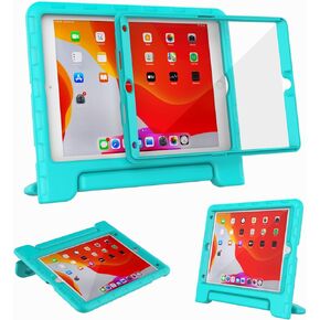 حافظة MAISON Kids لجهاز iPad 9th/8th/7th Generation، 2021/2020/2019 مقاس 10.2 بوصة - غطاء حامل واقٍ خفيف الوزن مقاوم للصدمات مع واقي شاشة مدمج (أحمر + أزرق) in Saudi Arabia