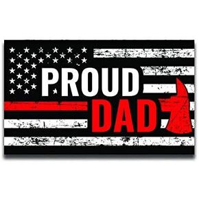 2-Pack Proud Firefighter Dad Axe Thin Red Line Flag | Premium Quality Vinyl Decal Stickers | 5.5-Inch Laminated with UV Protective Laminate | PD2927