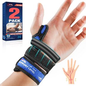 FEATOL 2 Pack Wrist Wraps/Support- Compression Adjustable Straps for Joint Pain Relief, Sparins, Invisible 3D Silicone for Recovery, Sports, Protecting, Left & Right Hand for Men & Women, Medium