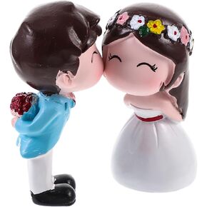 1 Pair Wedding Cake Toppers Valentine's Day Doll Couples Figurines Resin Cupcakes Miniture Car Ornament Party Decoration in Kuwait