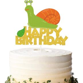 Glitter Snails Happy Birthday Cake Topper, Snails and Daisy Birthday Cake Decor, Snails Themed Birthday Party Supplies, Garden Bugs Party Centerpiece