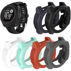 FitTurn [6 Pack] Case Compatible with Garmin Instinct,Instinct Solar Watch Case Sleeve Slim Designer Sleeve Protector Armor Anti-Scratch Bezel Silicone Band Cover Case