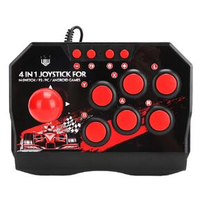 Wired Fight Stick Joystick, Games Fighting Joystick with USB Port Metal Joystick 6 Round Control Buttons for Switch PC PS3
