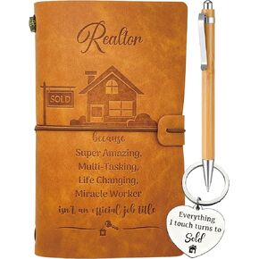 Gift for Realtor Woman, Realtor Journal 140 Pages Notebook, Realtor Keychain, Real Estate Gifts for Women, Realtor Appreciation Gift, Gift for Female Realtor Birthday Thank You Closing Christmas