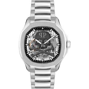 Philipp Plein Collection Luxury Mens Watch Timepiece with a Silver Bracelet featuring a Silver Case and Silver Dial