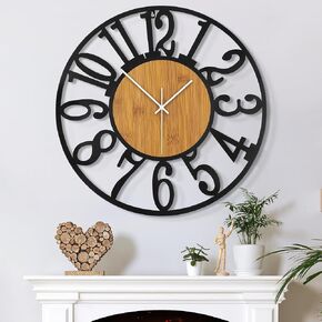 Wall Clock - 14 Inch Wall Clocks for Living Room Decor - battery operated wall clock for bedroom Kitchen - Nearly silent wall clock non ticking - Unique Elegant Design for Home Décor