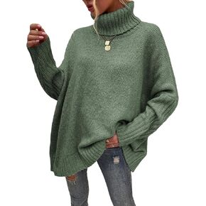 SHENHE Women's Casual Loose Turtleneck Sweater High Neck Knitted Pullovers Tops