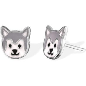 Boma Jewelry Sterling Silver Husky Dog Stud Earrings