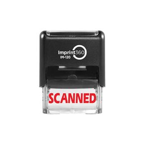AS-IMP1017 - SCANNED, Heavy Duty Commerical Quality Self-Inking Rubber Stamp, Red Ink, 9/16" x 1-1/2" Impression Size, Laser Engraved for Clean, Precise Imprints