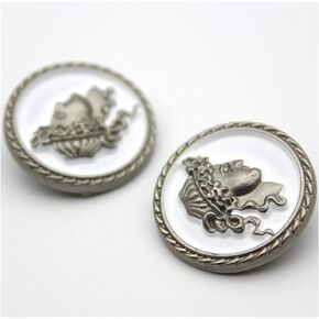 5 PCS Round Metal Pattern Button Human Head Pattern Gold Silver Button for Clothes Decorative Accessories (White Gold, 18mm)
