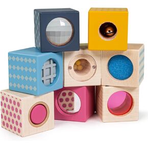 Bigjigs Toys, FSC Certified Sensory Blocks, Wooden Toys, Sensory Toys, Baby Toys, Toddler Toys, Wooden Sensory Toys, Wooden Blocks for 1 2 3 Year Olds, Wooden Baby Toys