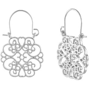 Bohemian Boho Filigree Hoop Earrings for Women – Intricate & Delicate Cutout Design Details – Tribal Floral Gypsy Lightweight Geometric Metallic Statement Earrings