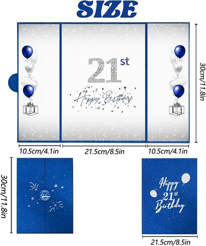 Crenics زينة عيد الميلاد الحادي والعشرون لها أو له، بديل كتاب ضيف عيد الميلاد الحادي والعشرين الإبداعي، كتاب توقيع عيد الميلاد الأزرق والفضي 21 مقاس 18 × 12 بوصة، هدايا رائعة لعيد الميلاد الحادي والعشرين in Kuwait