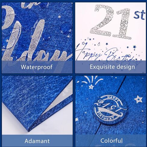 Crenics زينة عيد الميلاد الحادي والعشرون لها أو له، بديل كتاب ضيف عيد الميلاد الحادي والعشرين الإبداعي، كتاب توقيع عيد الميلاد الأزرق والفضي 21 مقاس 18 × 12 بوصة، هدايا رائعة لعيد الميلاد الحادي والعشرين in Kuwait