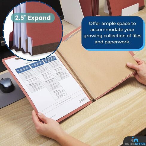1InTheOffice Classification File Folder with Fasteners, Letter Size, 2 Dividers, 2.5" Expansion, Red, 10 Pack in Saudi Arabia