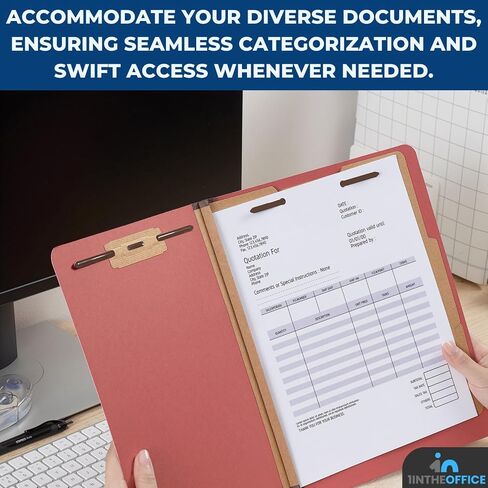 1InTheOffice Classification File Folder with Fasteners, Letter Size, 2 Dividers, 2.5" Expansion, Red, 10 Pack in Saudi Arabia